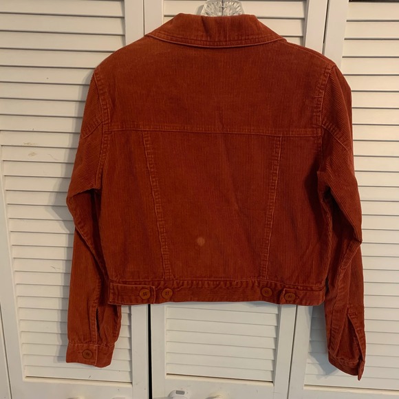 VTG Free People Corduroy Trucker Jacket Y2K Cropped Burnt Orange Womens S Boho - Picture 4 of 9